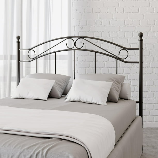 Mainstays Full/Queen Metal Headboard with Delicate Detailing, Black