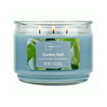 Mainstays 3-Wick Scented Glass Jar Candle, Garden Rain, 11.5oz.