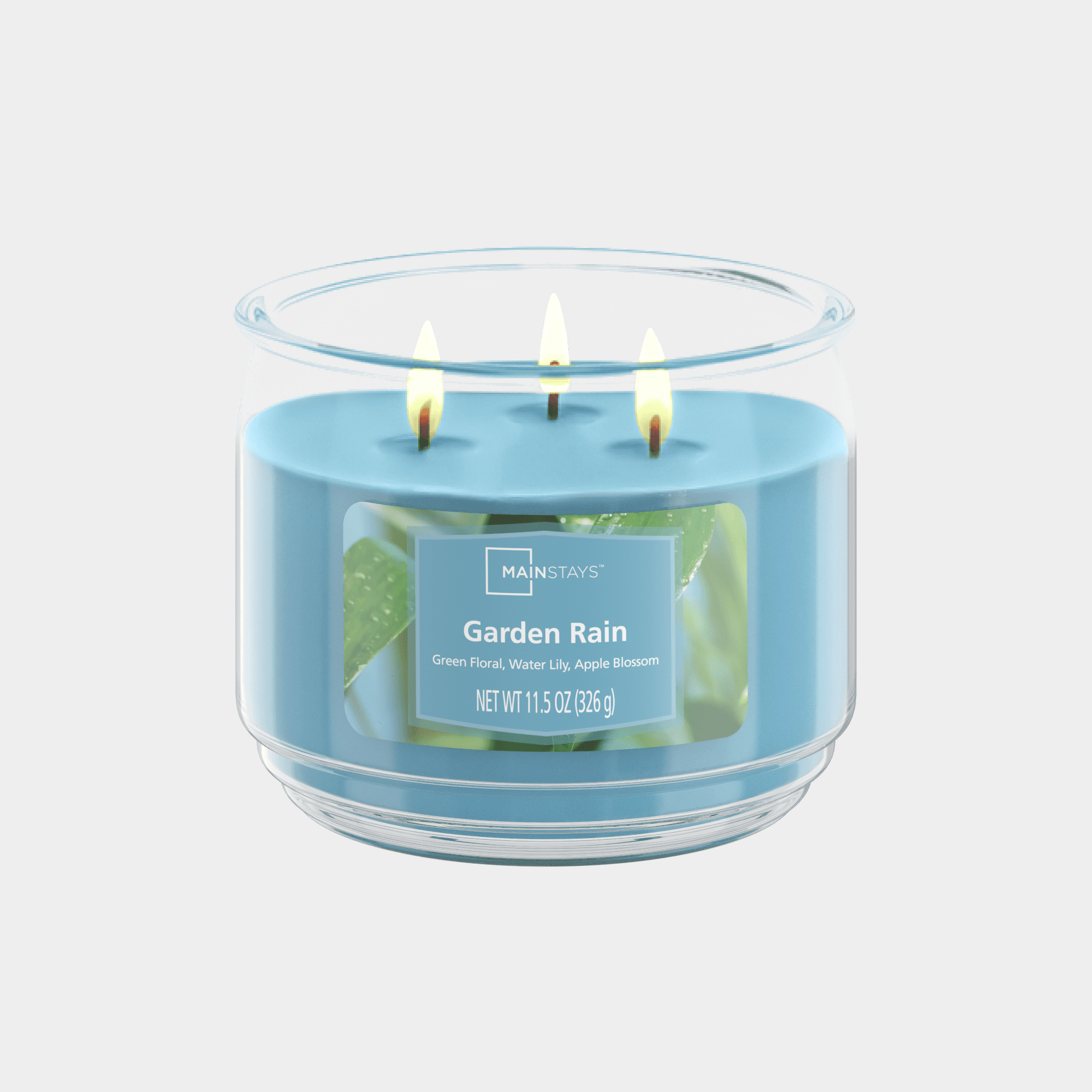 Mainstays 3-Wick Scented Glass Jar Candle, Garden Rain, 11.5oz.