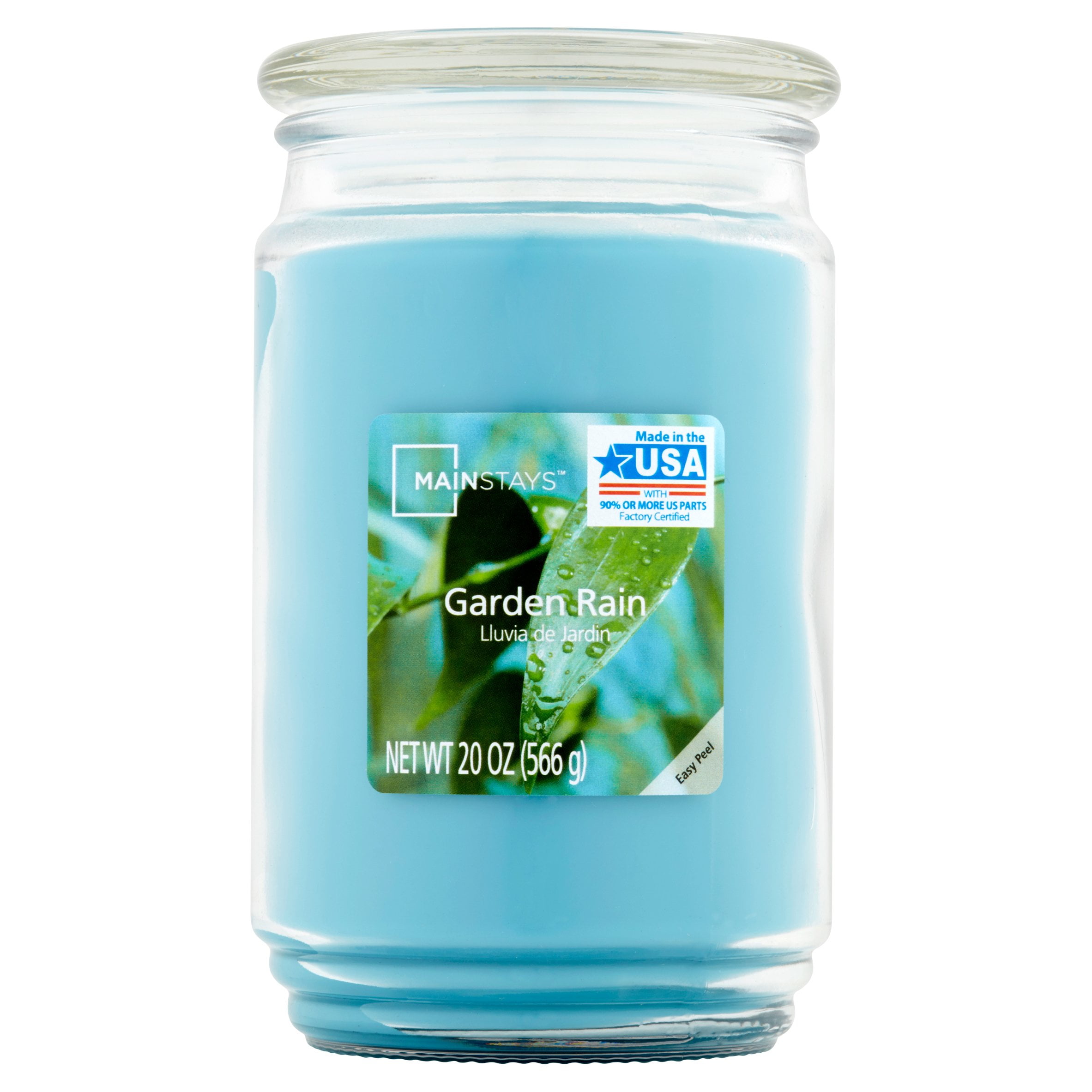 Garden Rain Blue Paraffin Blend Jar Candle with Cotton Wick