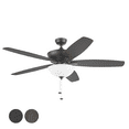 Mainstays & Gardens 60" Black Traditional LED Ceiling Fan with 5 Blades, Light Kit, Pull Chains