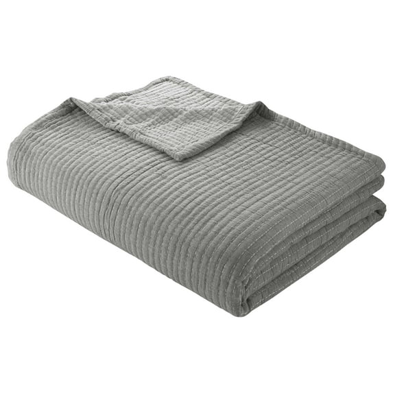 Mainstays 100% Cotton Matelassé Quilt, Full/Queen, Reversible, Gray