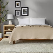 Mainstays Garment Washed Stripe Quilt, Full/Queen, Beige, Microfiber