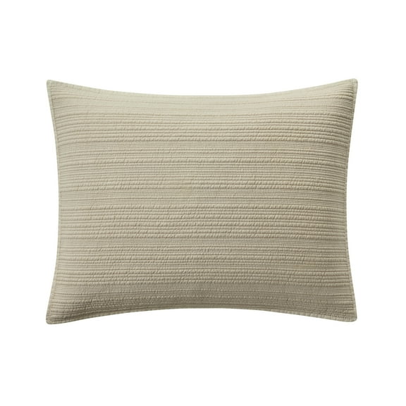 Mainstays Garment Washed Striped Quilted Sham, Beige, Standard/Queen, 1 Pack, All Ages