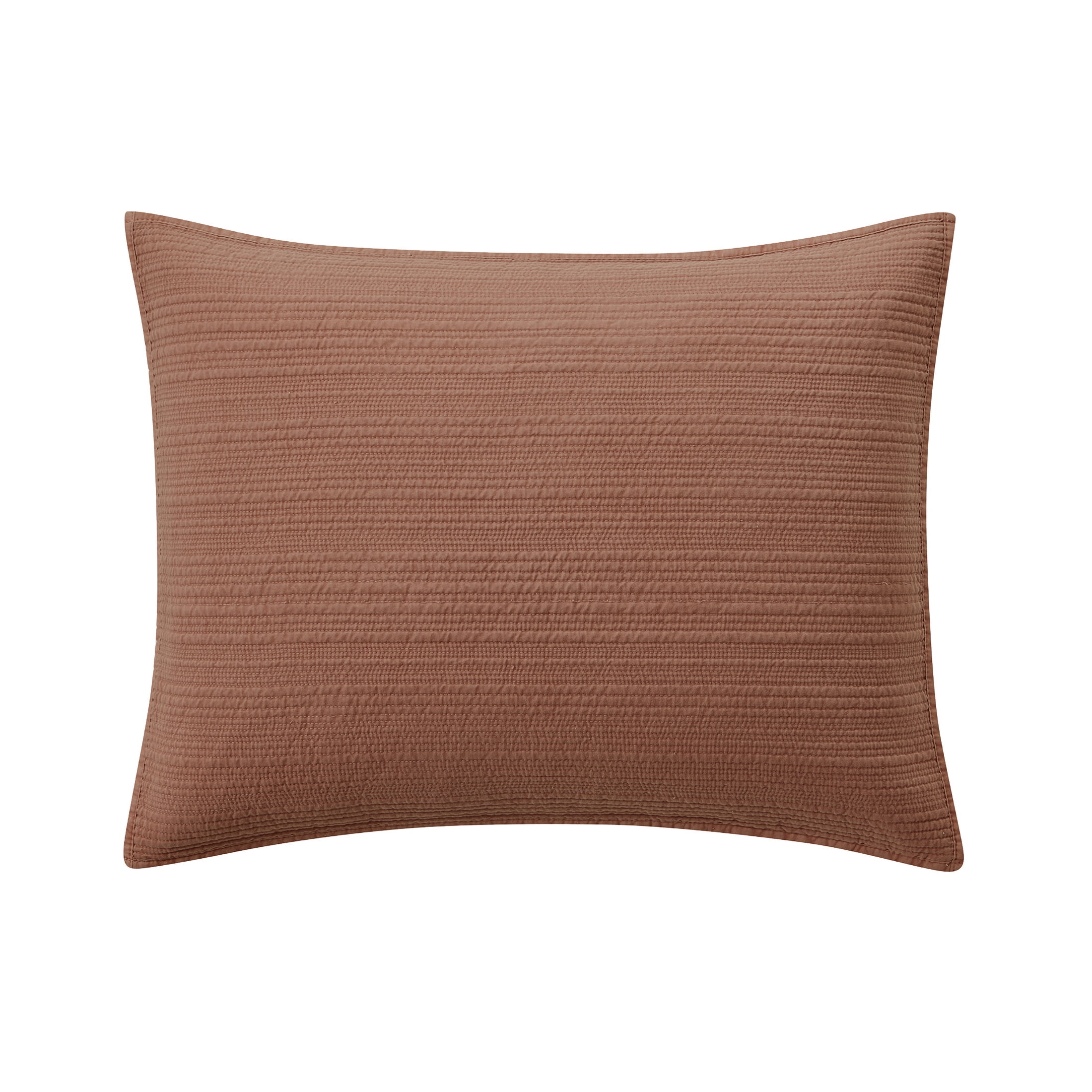 Mainstays Garment Washed Striped Pillow Sham, Standard, Terracotta Orange, 1 Pack
