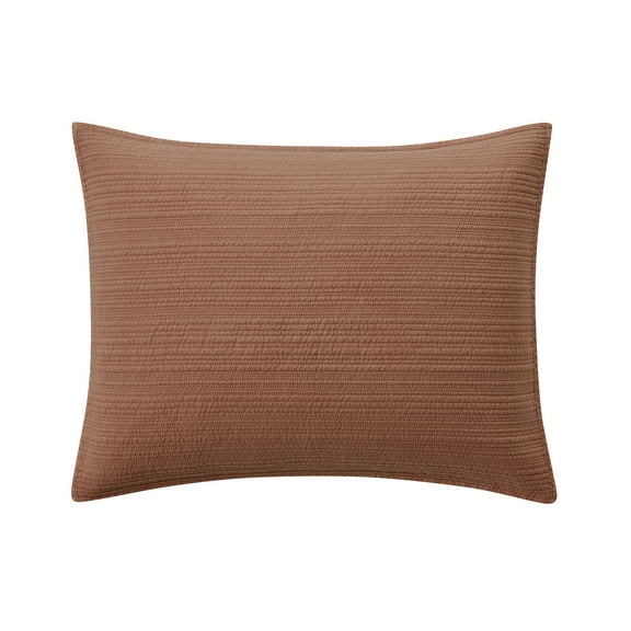 Mainstays Garment Washed Striped Quilted Sham, Terracotta Orange, Standard/Queen, 1 Pack, All Ages