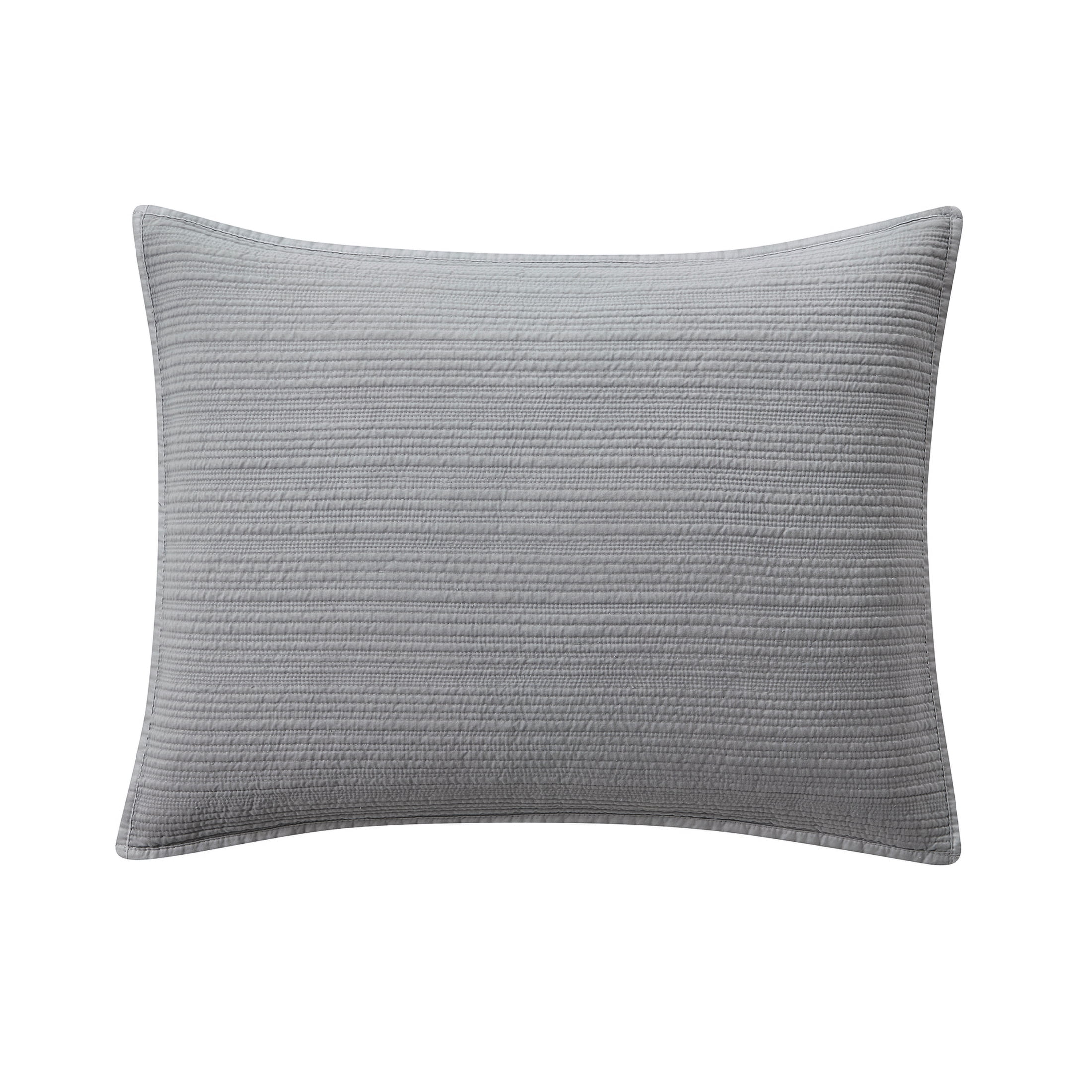 Mainstays Garment Washed Stripe Pillow Sham, Standard 20 in x 26 in, Silver Grey, 1 Pack