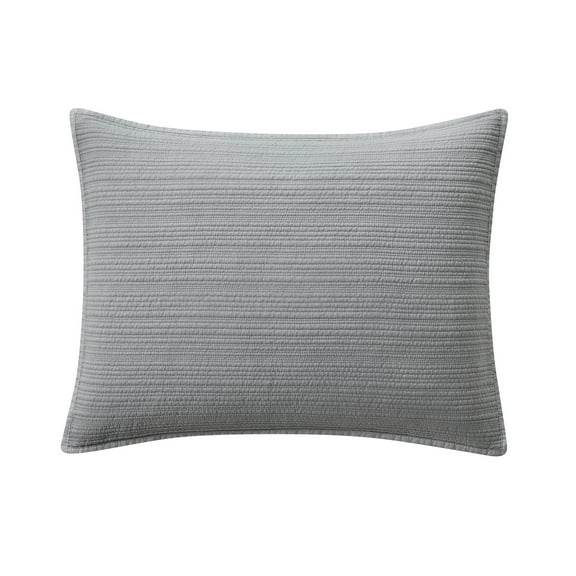 Mainstays Garment Washed Striped Quilted Sham, Silver Grey, Standard/Queen, 1 Pack, All Ages