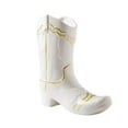 thumbnail image 1 of Mainstays White and Gold Cowgirl Boot Ceramic Vase, 7.3" L x 9" H, 1 of 6
