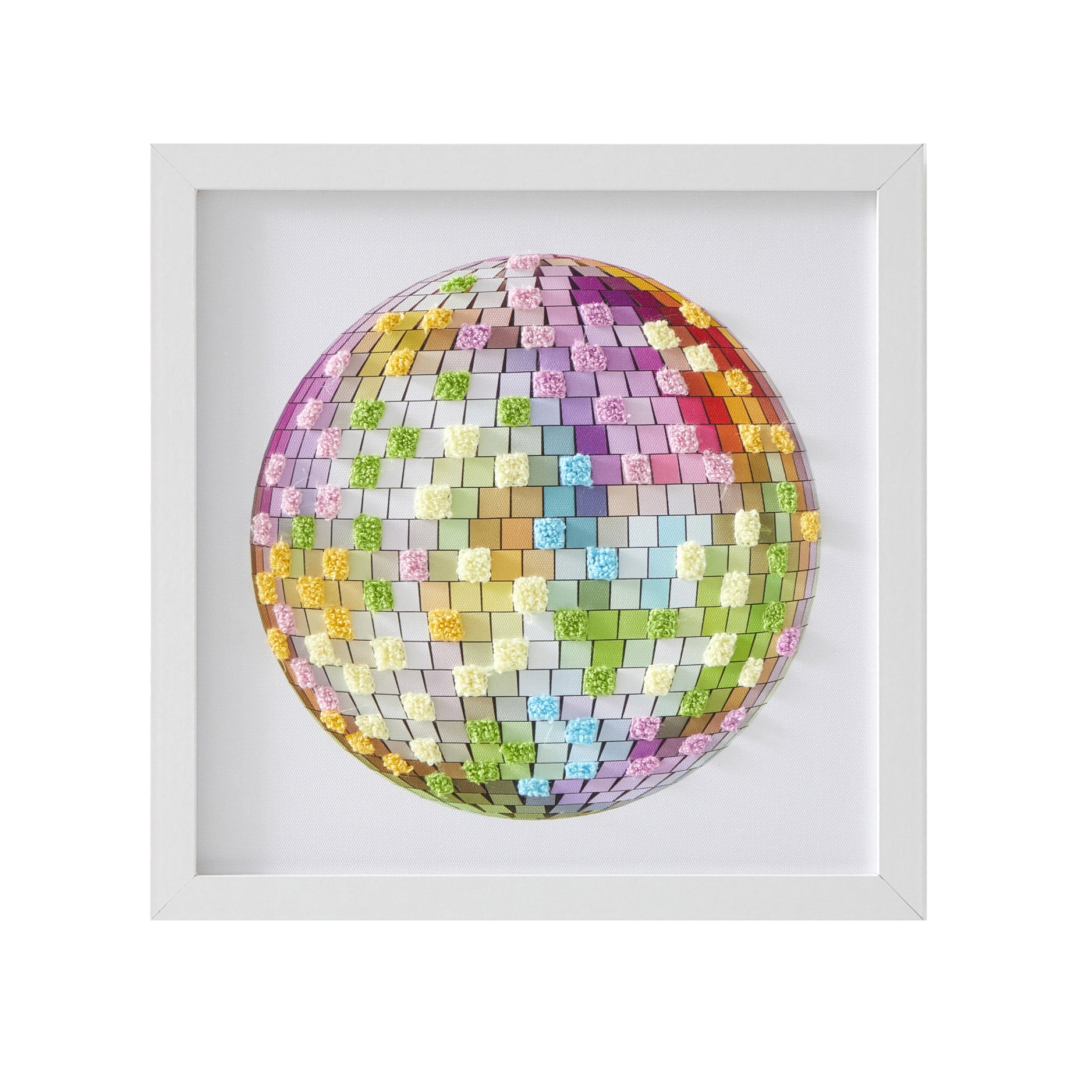 Mainstays Multicolor Textured Disco Plastic Framed Wall Art, 10" L x 10" W