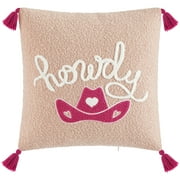 Mainstays 'Howdy' Pink Tasseled Decorative Pillow, 16.5" L x 16" W