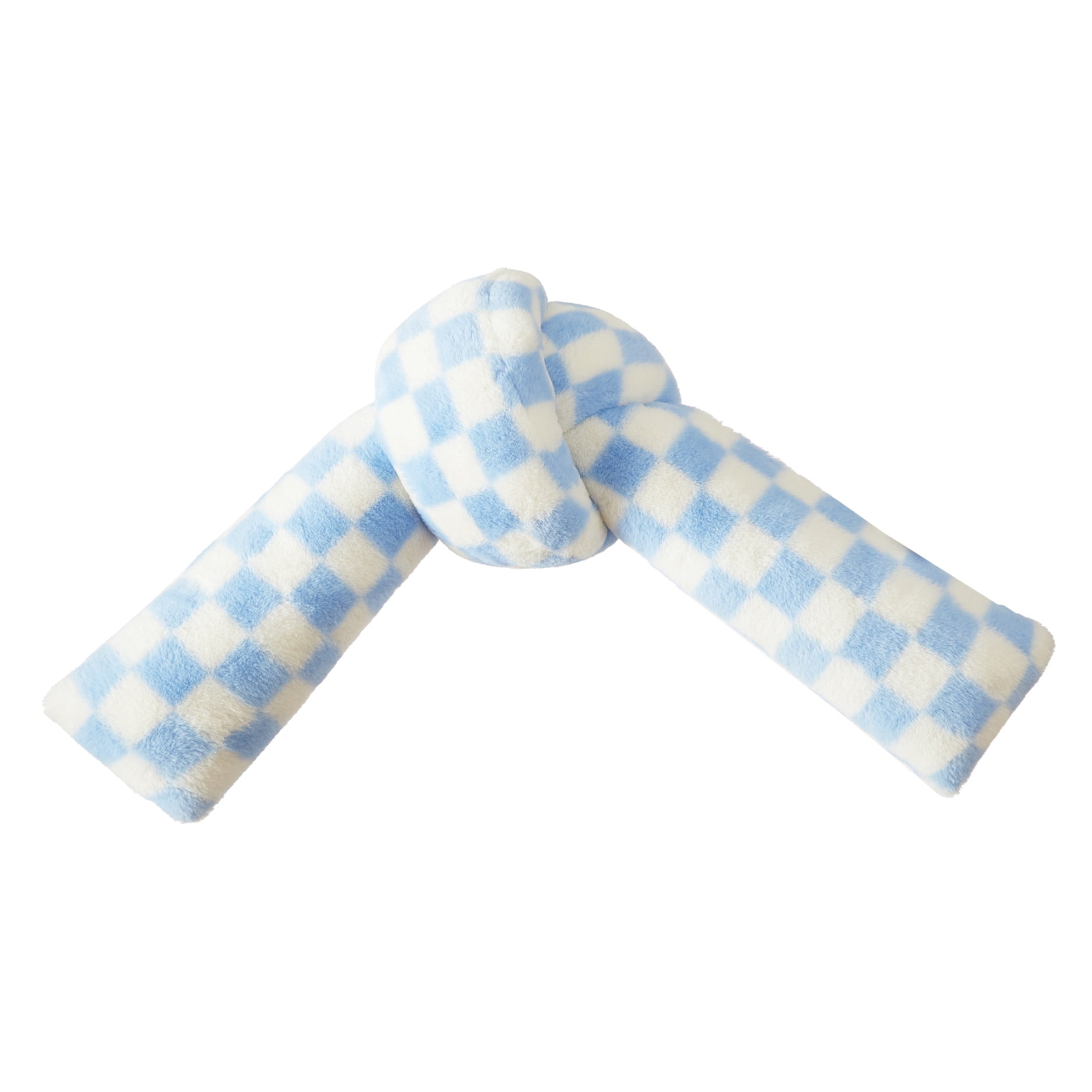Mainstays Blue Checkered Knot Faux Fur Body Pillow, 22" L x 11" W