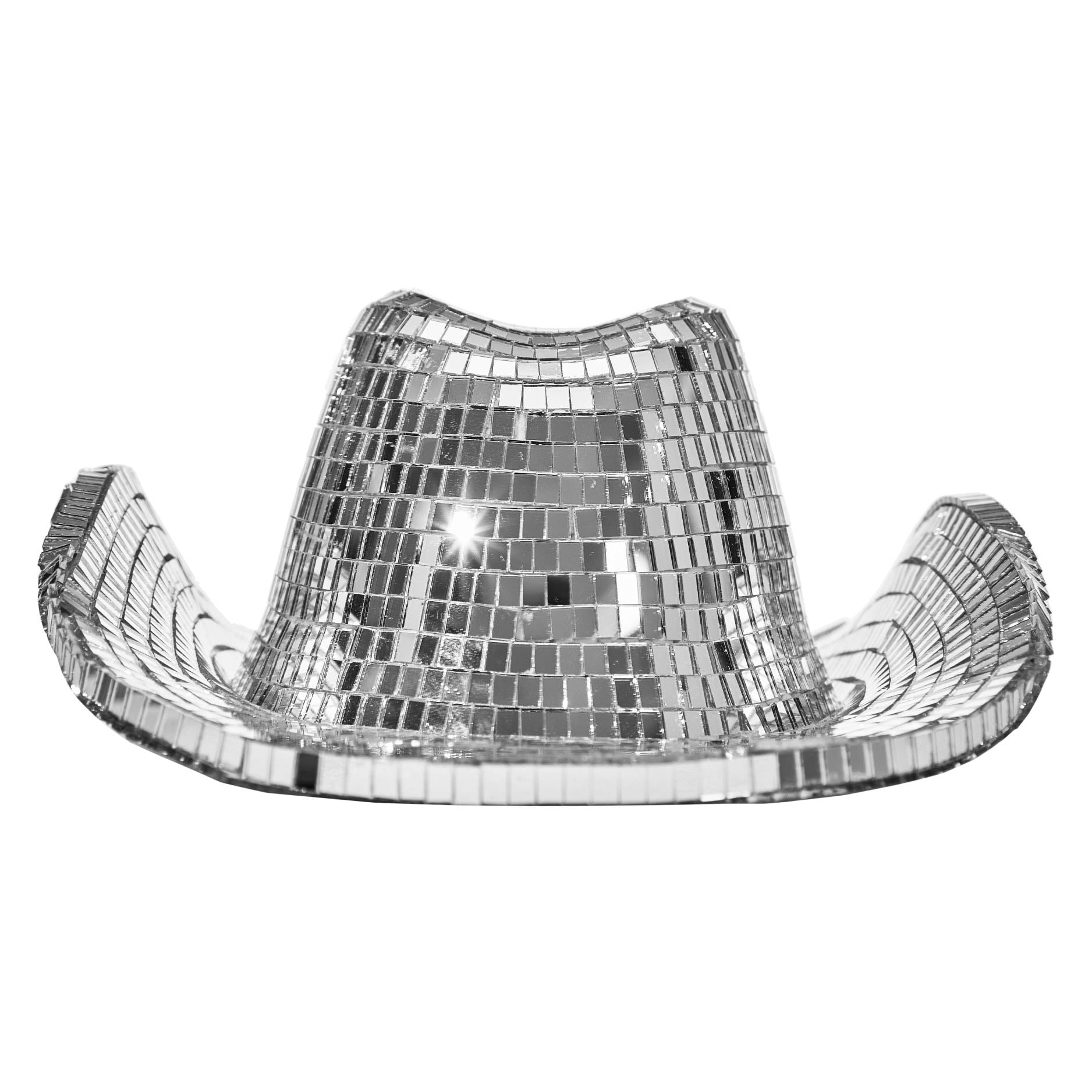 Mainstays Silver Disco Cowgirl Hat Decorative Figurine, 7.5 in L x 8 in W x 4.25 in H