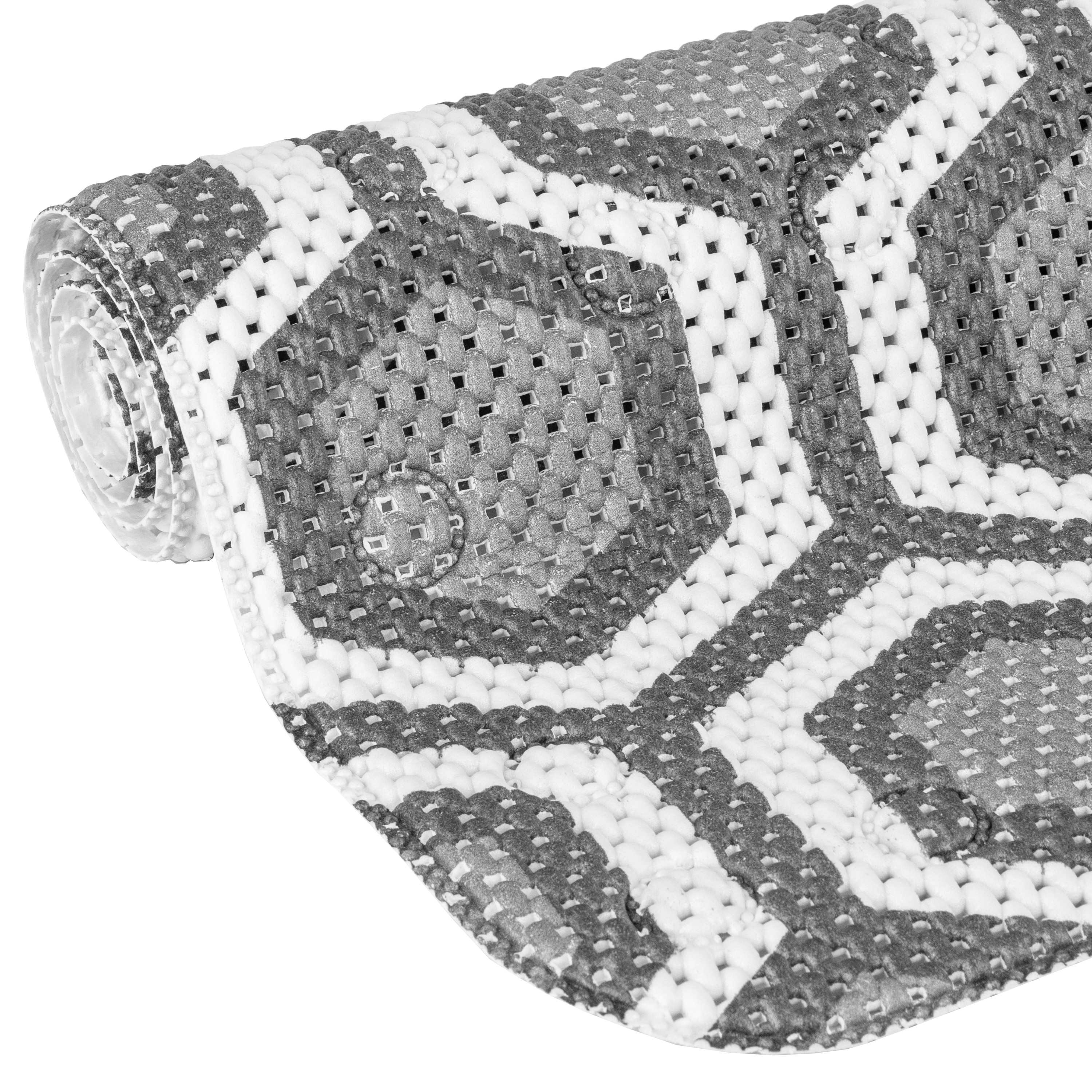 Mainstays Geo Cushioned Foam Bath Mat 17 In X 36 In Gray Walmart