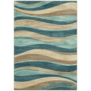 Mainstays Geometric Blue Brown Waves Indoor Area Rug، 5 x 7