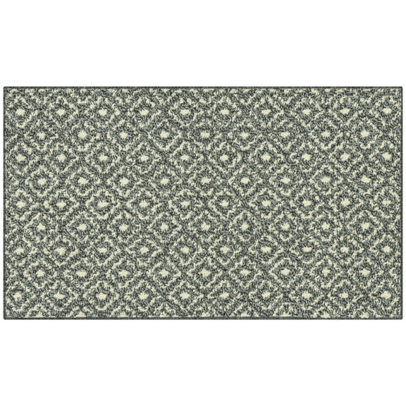 Mainstays Geometric Diamond Black Tonal Olefin Indoor Accent Rug, 1'8" x 2'10", Skid-Resistant