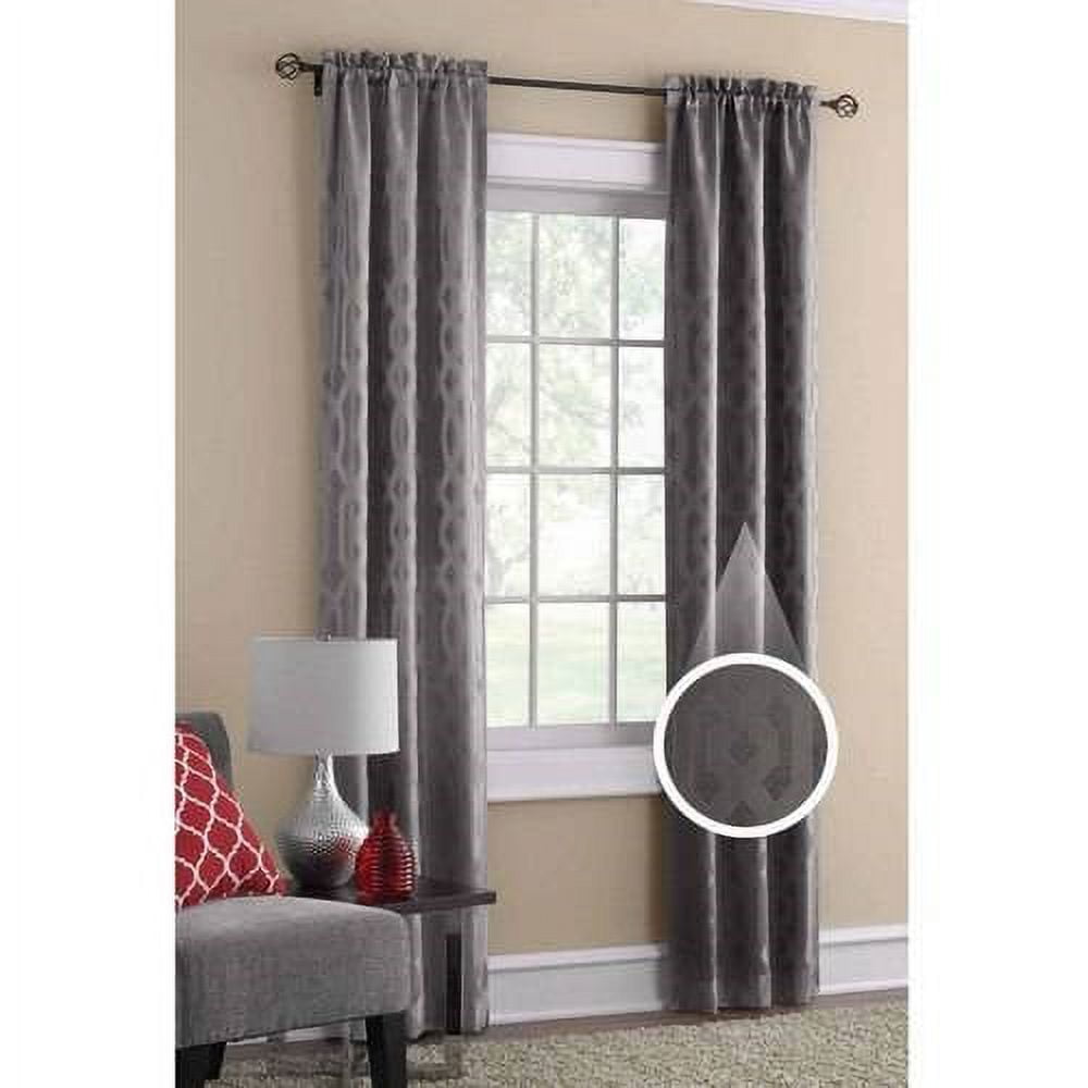 Mainstays Geometric Jacquard Gray Rod Pocket Curtains, 54” x 84” (2 Panels)