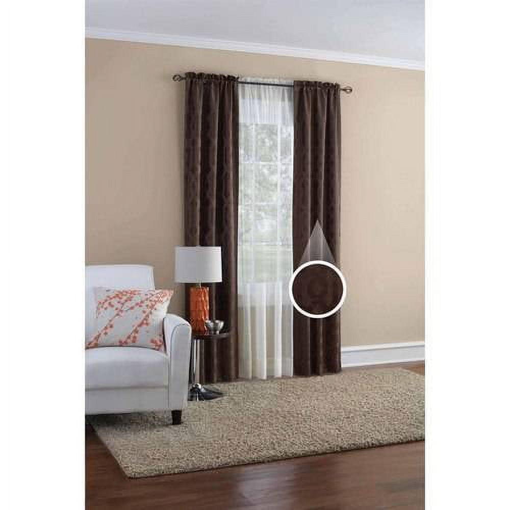 Mainstays Geometric Jacquard Light Filtering Rod Pocket Curtain Panel Pair, Set of 2, Brown, 54 x 84