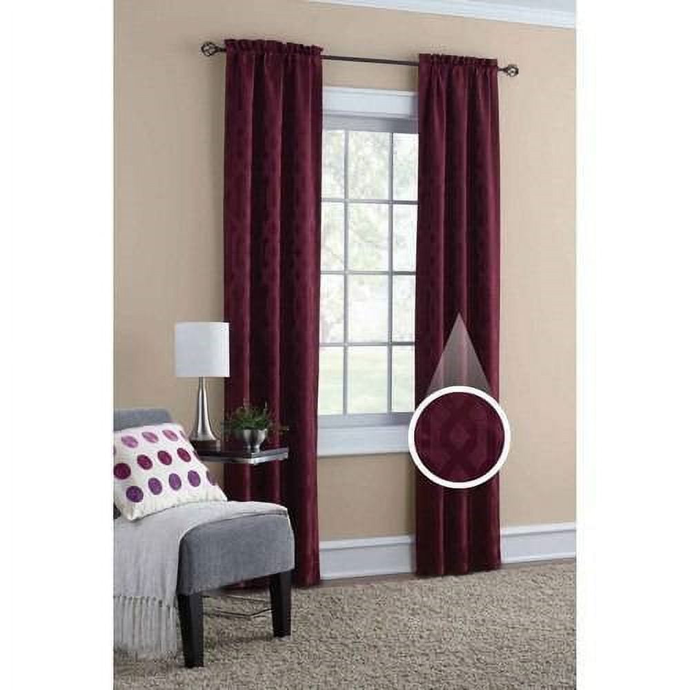 Mainstays Geometric Jacquard Light Filtering Rod Pocket Curtain Panel PairSet of 2Burgundy54 x 63