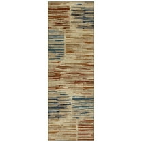 Mainstays Geometric Polyester Multi-Color Stripe Blocks Indoor Hallway Runner Rug, 2'x6'