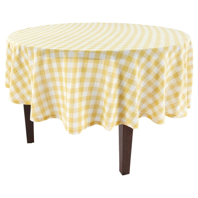 Mainstays Gingham Table Cloth 70" Round in Yellow