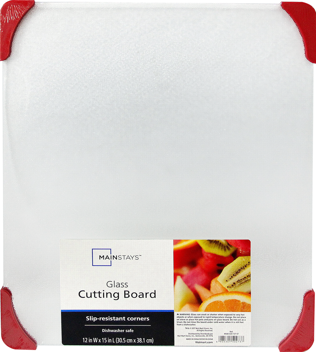 Mainstays Glass 12" x 15" Red Cutting Board
