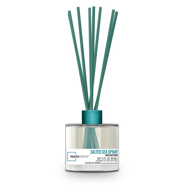Mainstays Glass Diffuser with Reeds, Salted Sea Spray, 3.0 fl oz