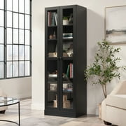 Mainstays Glass Door Storage Cabinet Bookcase, Black Finish
