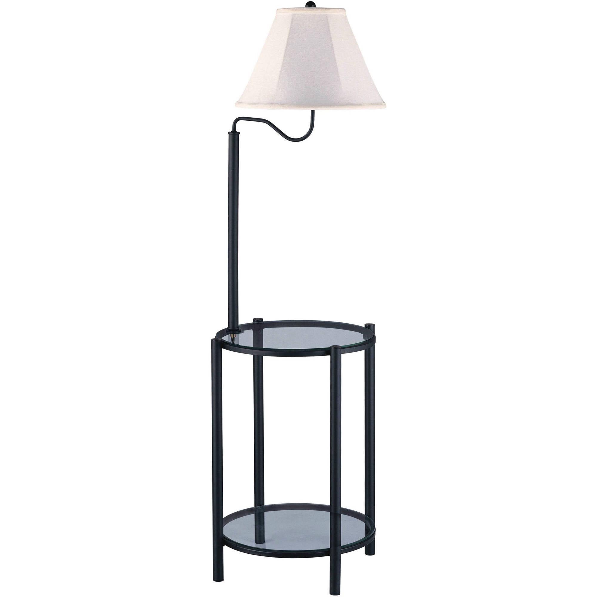 Mainstays Glass End Table Floor Lamp Matte Black