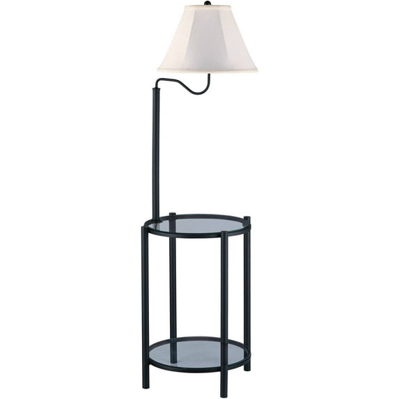 Mainstays Glass End Table Floor Lamp, Matte Black, CFL Bulb Included