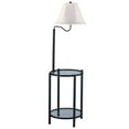 Mainstays Glass End Table Floor Lamp, Matte Black