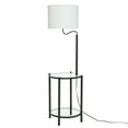thumbnail image 1 of Mainstays Glass End Table Floor Lamp with White Shade, Matte Black, 17"L x 17"W x 54"H, 1 of 11