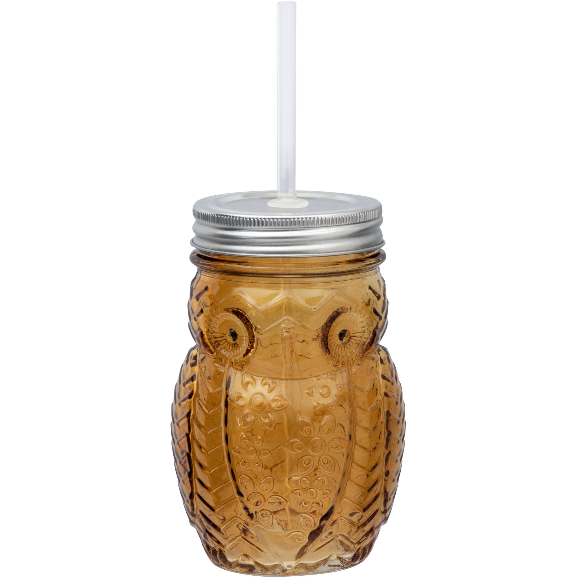69052 Owl Mason Jars Drinking Glasses With Metal Lids And Hard