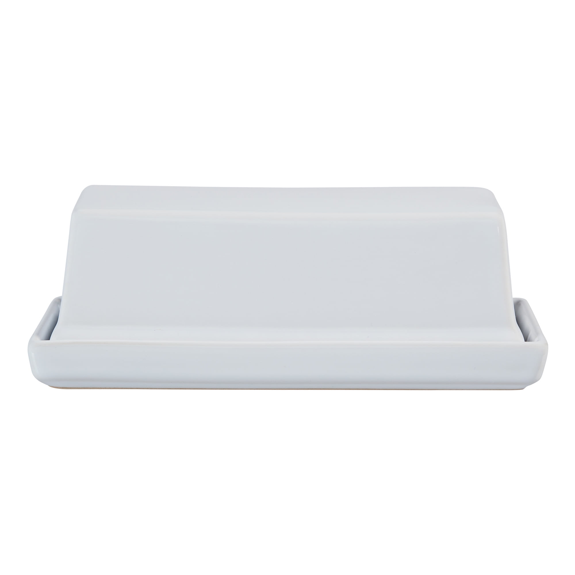 Mainstays Glazed Stoneware Butter Dish, White