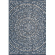 Mainstays Global Medallion Blue Polypropylene Outdoor Area Rug, 6'6"x9'6"