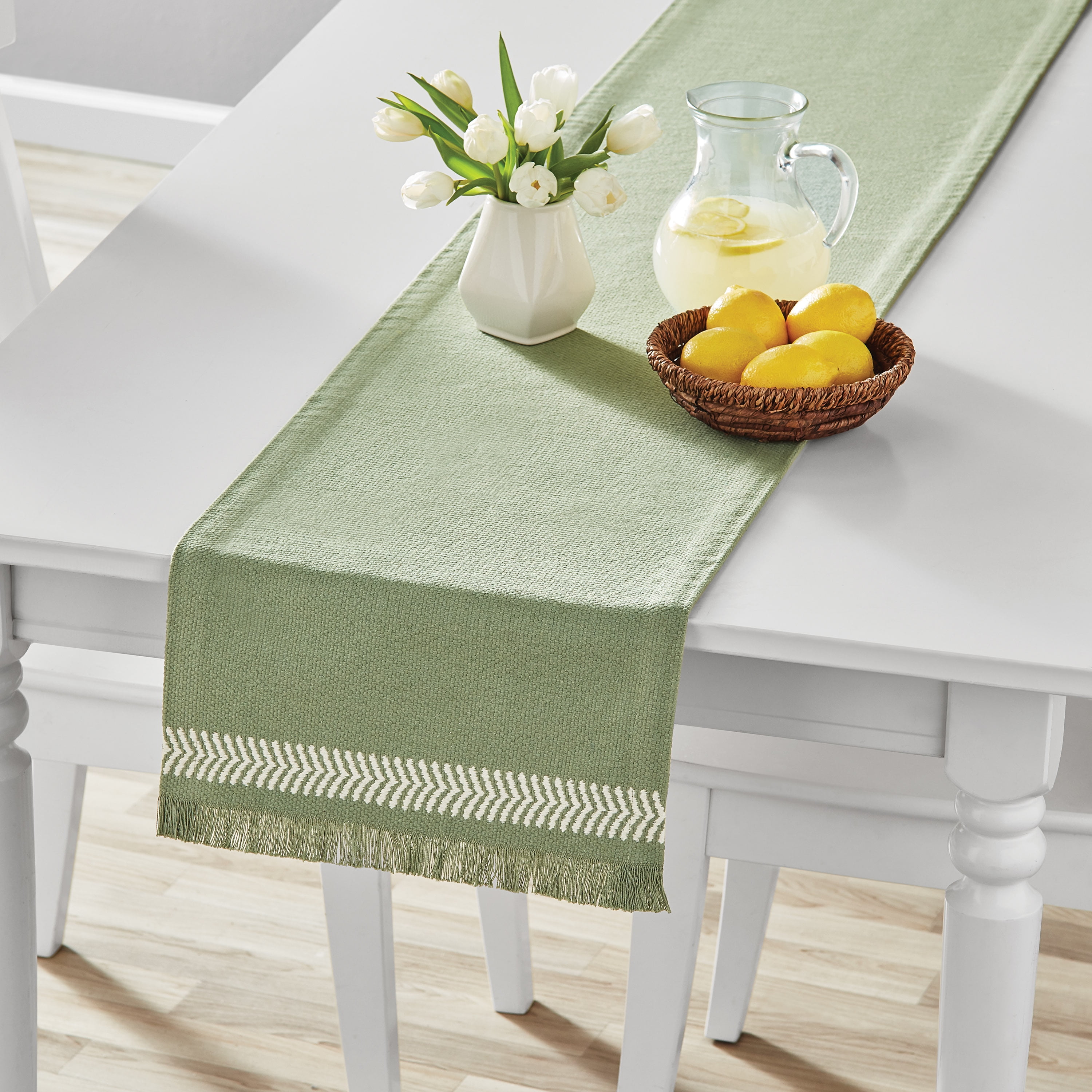 Mainstays 14" x 72" Global Woven Green Cotton Table Runner