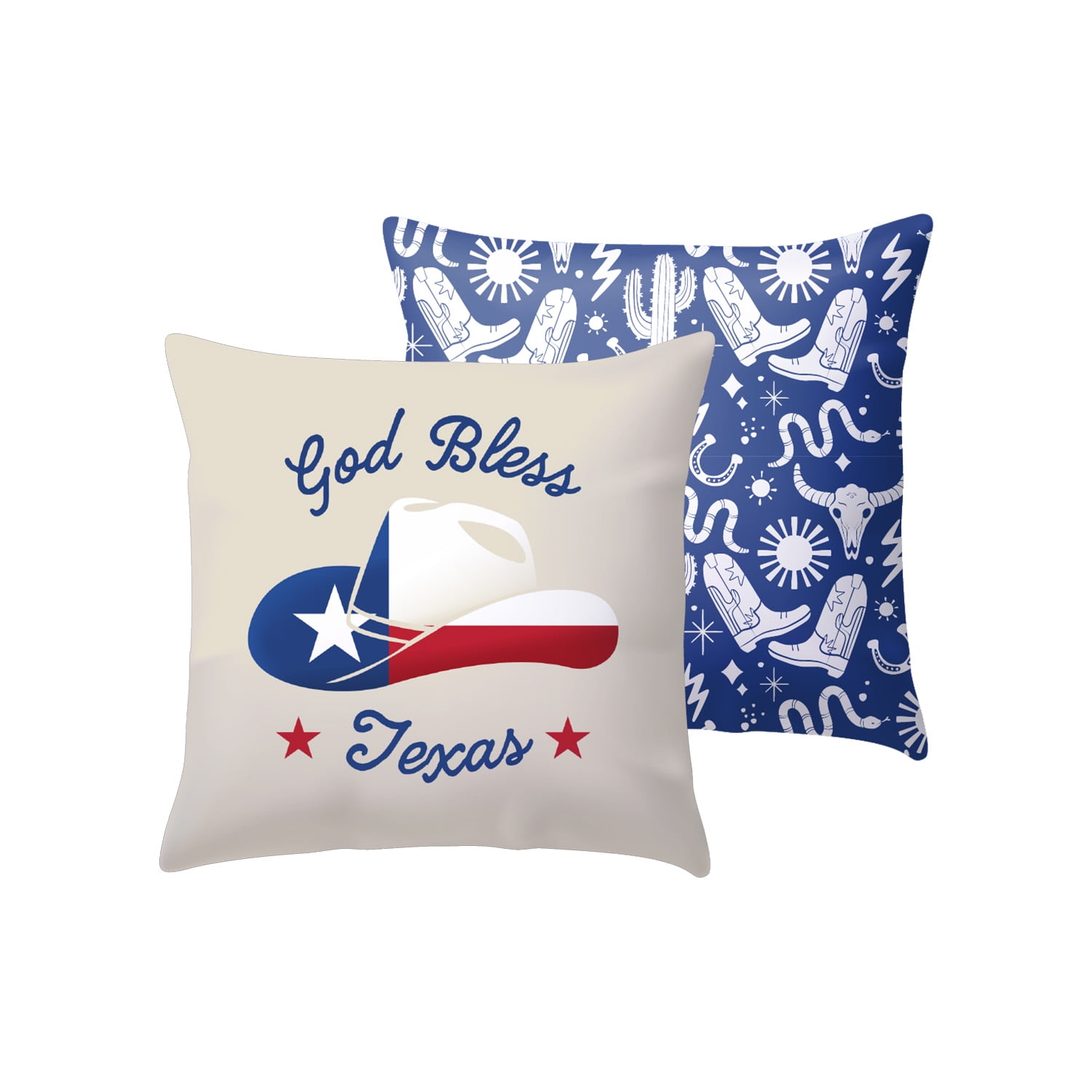 Mainstays God Bless Texas Reversible Outdoor Throw Pillow 16 inch, Multicolor