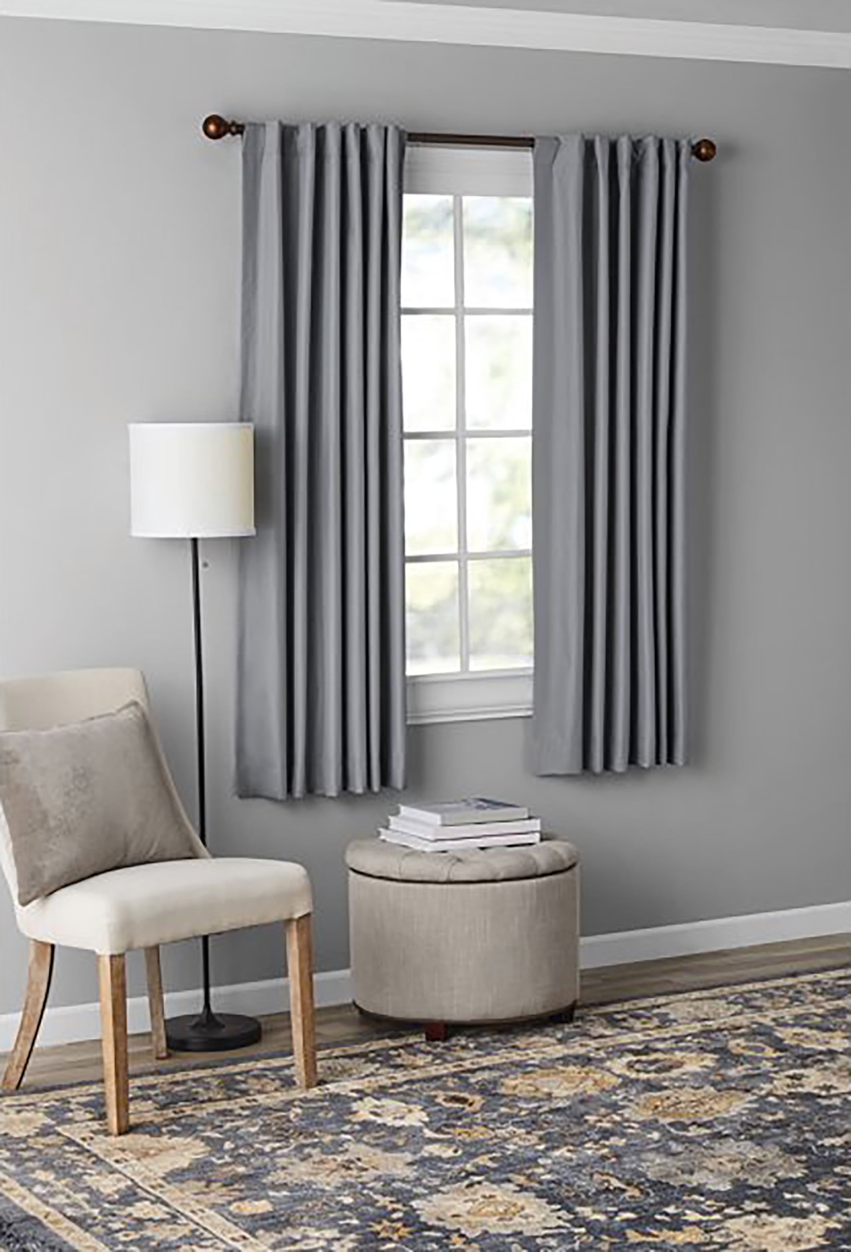 Mainstays Solid Blackout Curtain Panel, 1 Panel, Gray, 50" W x 63" L