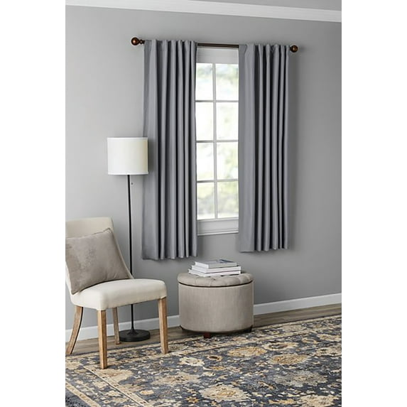 Mainstays Solid Blackout Curtain Panel, 1 Panel, Gray, 50" W x 63" L