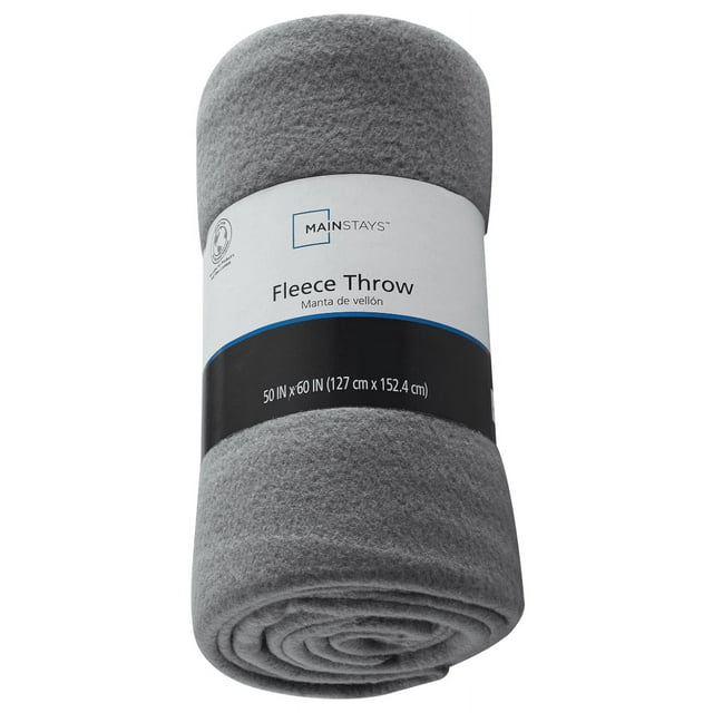 Mainstays Gray Flannel Fleece Throw Blanket 50" x 60"