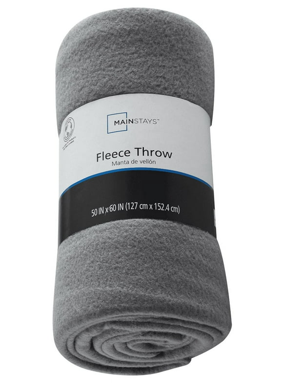Mainstays Gray Flannel Fleece Throw Blanket 50" x 60"