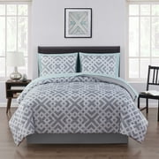 Mainstays Gray Geometric 8 Piece Bed in a Bag Comforter Set With Sheets, King