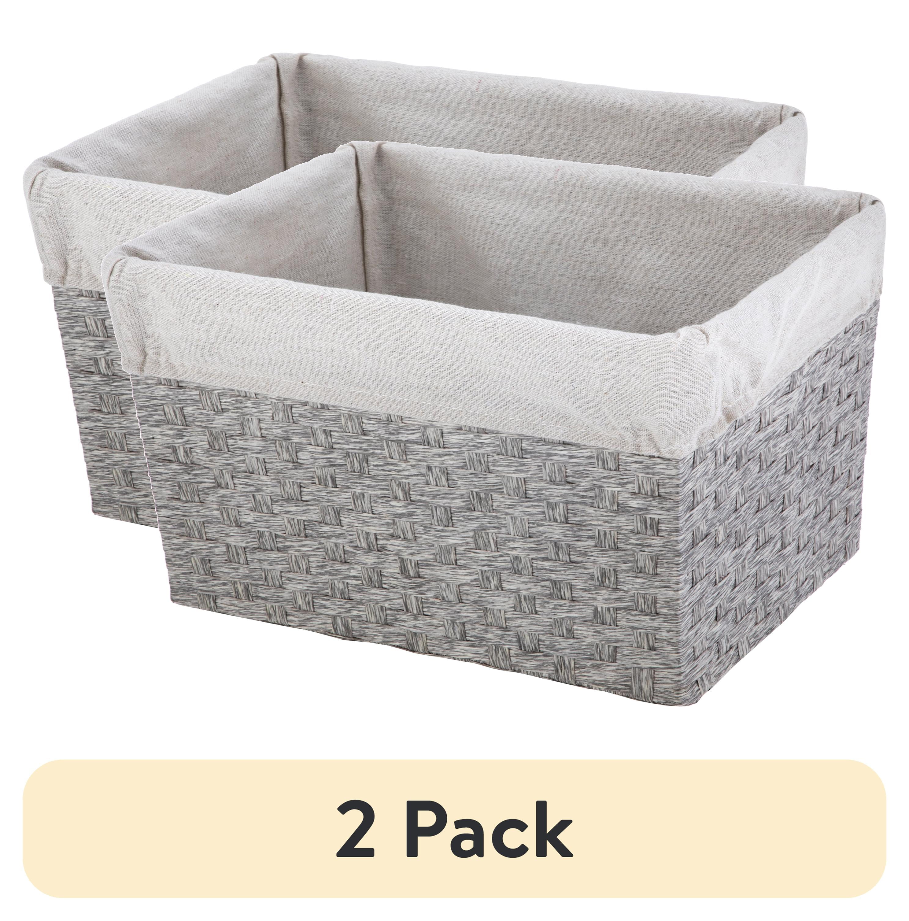 Paper Rope Storage (2 pack) Mainstays Gray Paper Rope Medium Storage Basket with Liner and ...