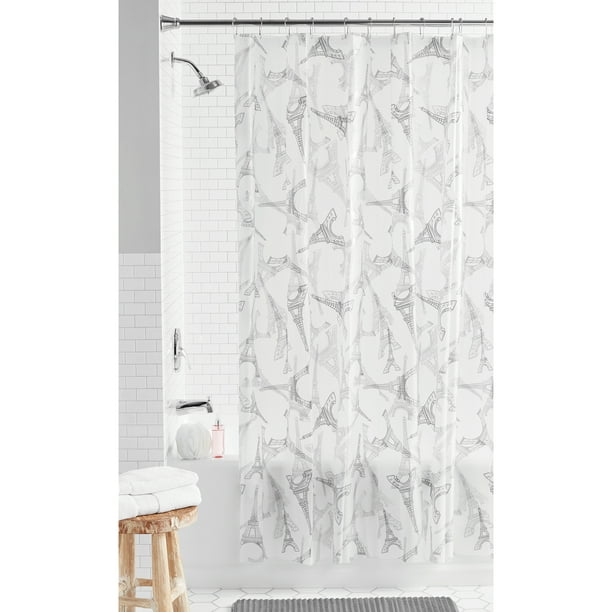 Mainstays Gray Printed PE EVA Shower Curtain, 70" x 72"