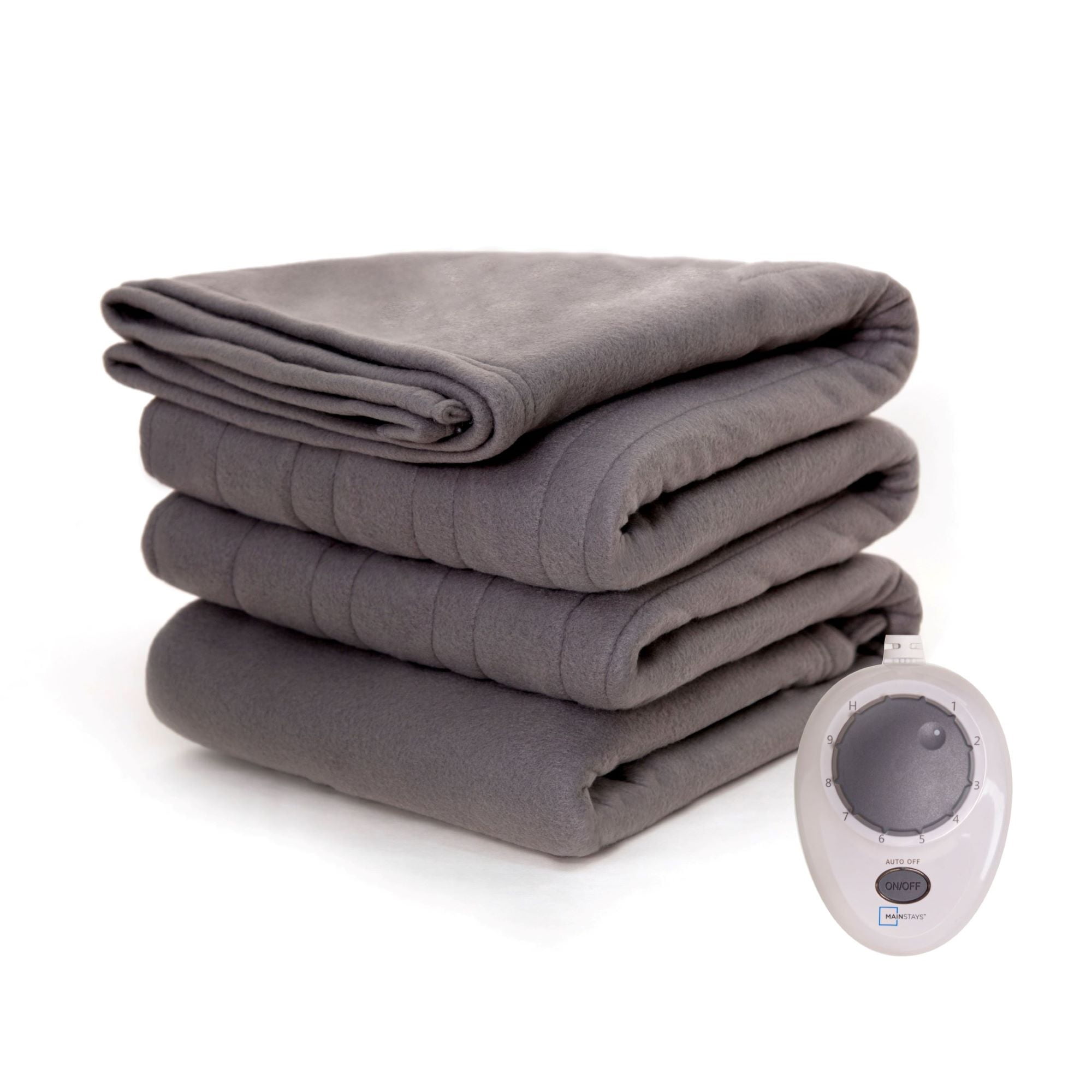 Mainstays Gray Soft Fleece Polyester Electric Blanket, Twin