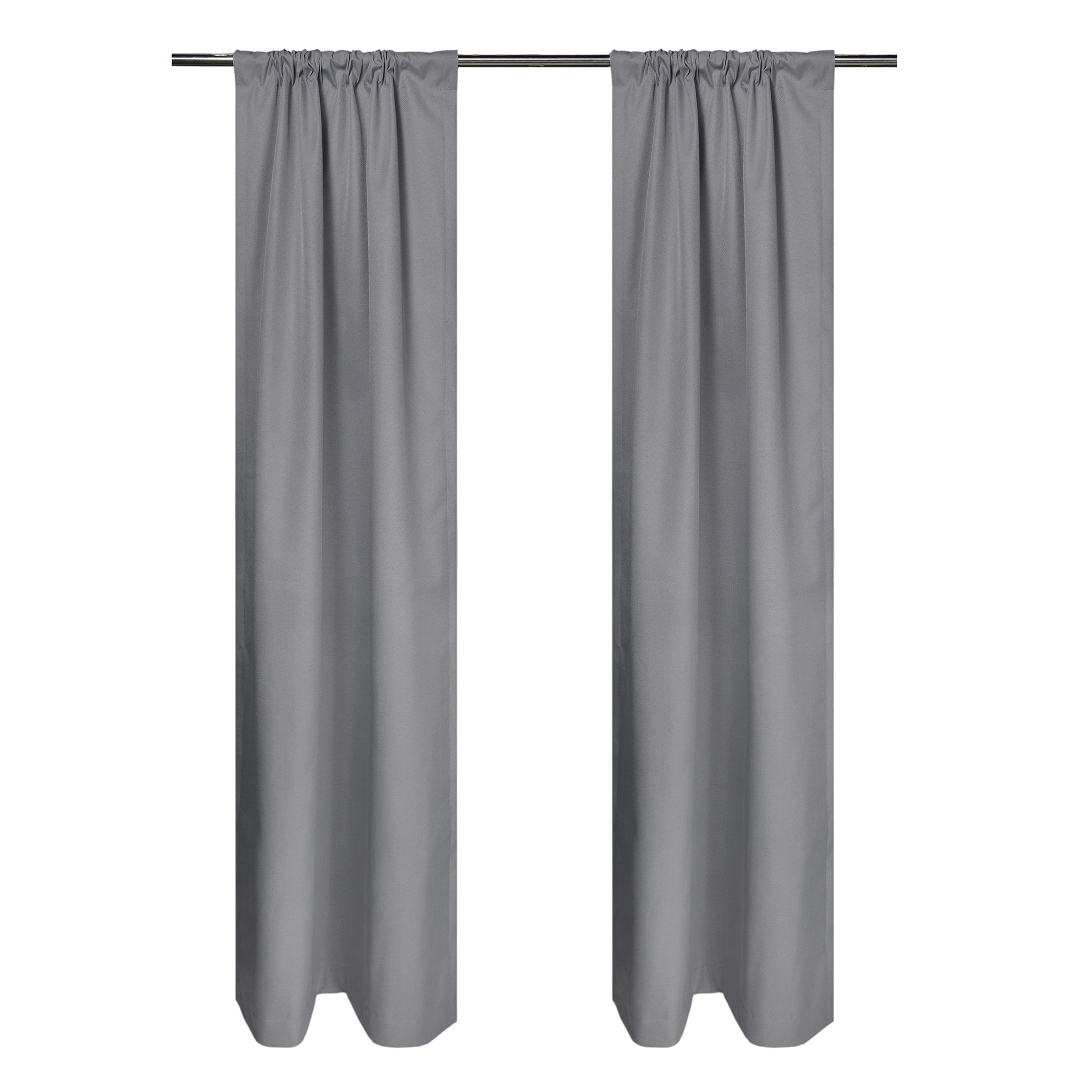 Mainstays Gray Solid Blackout Rod Pocket with Back Tabs Curtain Panel Pair, Set of 2, 30" W x 95" L