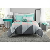 Mainstays Gray and Teal Geometric 8 Piece Bed in a Bag Comforter Set ...