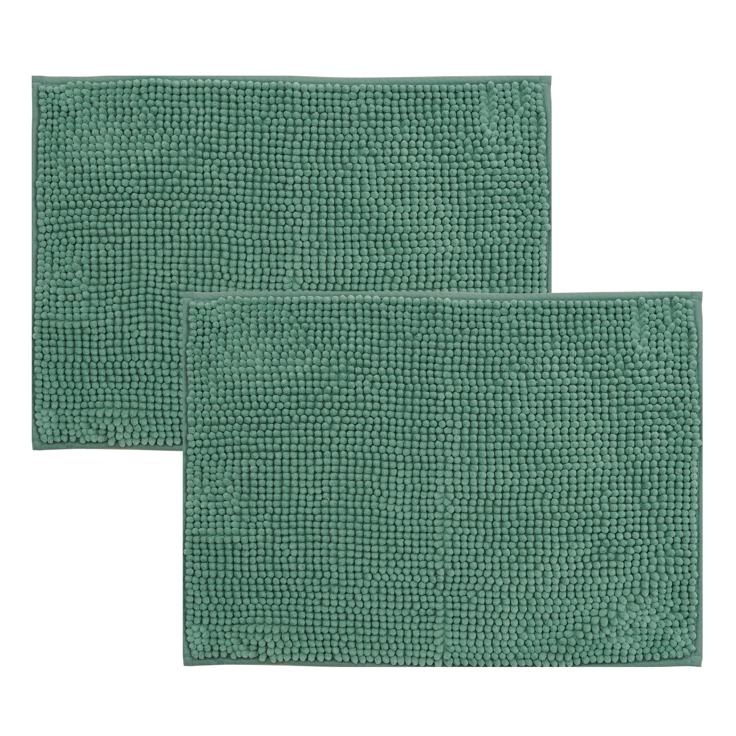 Mainstays Green 2Piece Chenille Noodle Bath Rug Set 17"x24"