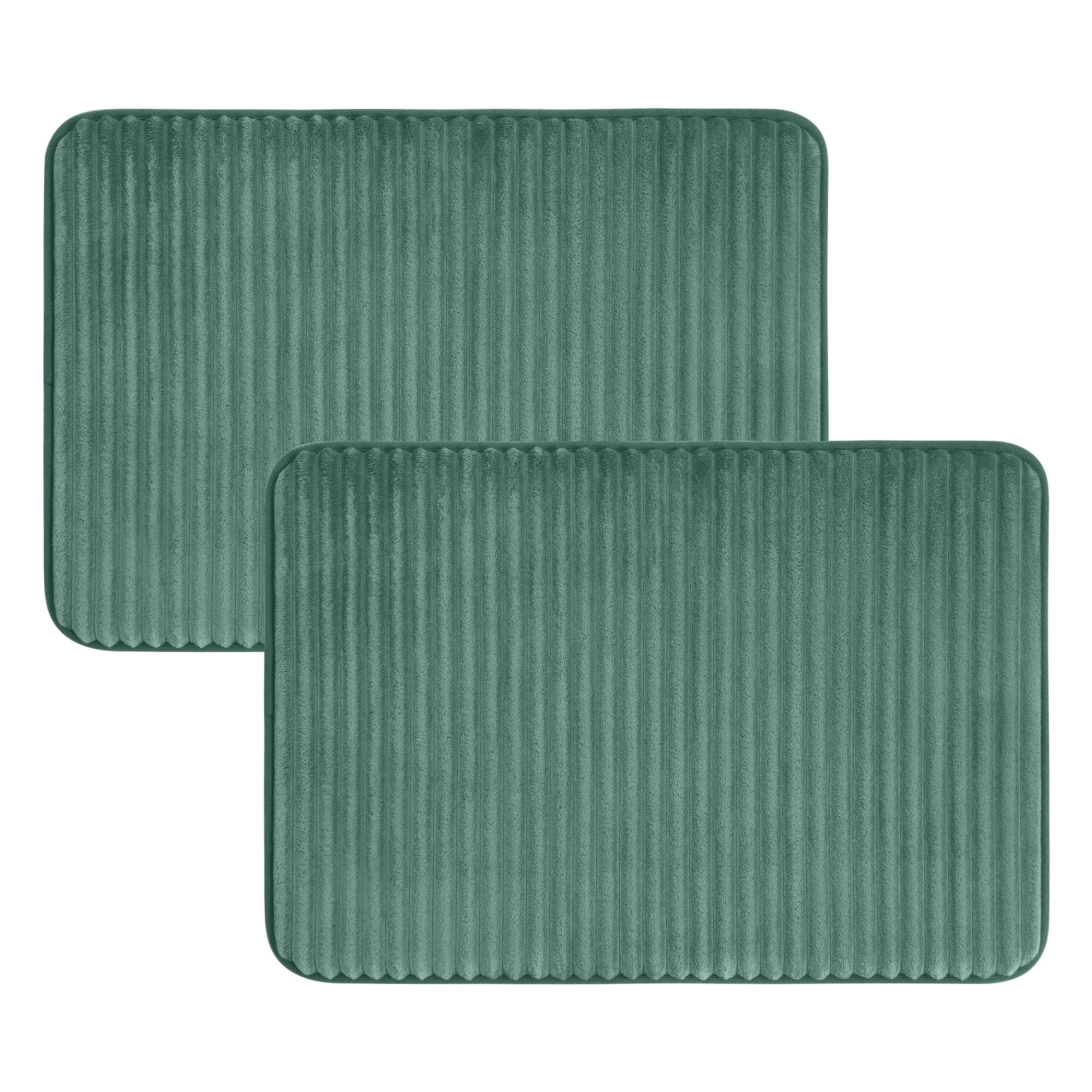 Mainstays Green 2-Piece Performance Foam 17"x 24" Bath Rug Set