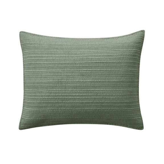 Mainstays Garment Washed Striped Quilted Sham, Green, Standard/Queen, 1 Pack, All Ages